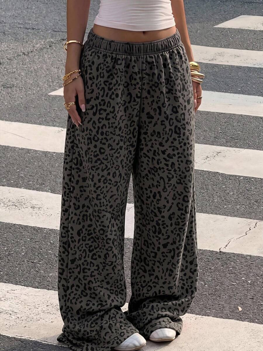 Dark Grey Leopard casual trousers