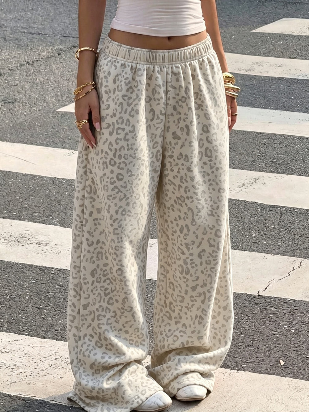 Light Grey Leopard casual trousers